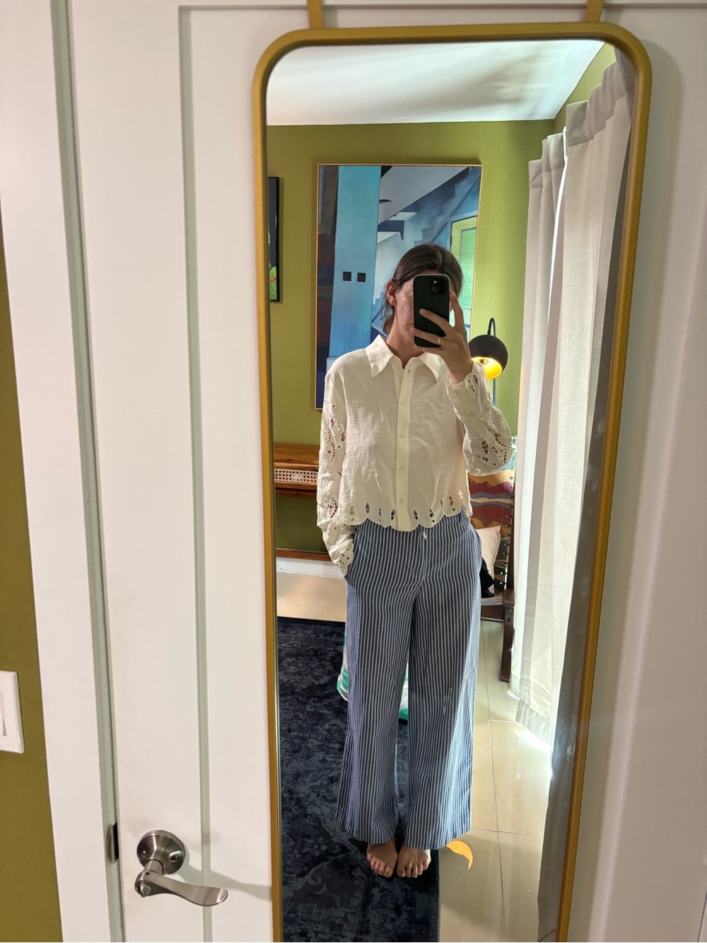 Wide-Leg Striped Pants